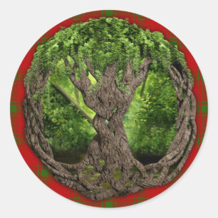 Keltischer Baum des Lebens und Clan MacDonald von Runder Aufkleber