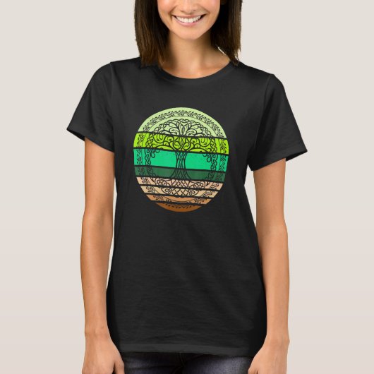 Keltischer Baum Retro So Vintages Grün T-Shirt (Vorderseite)