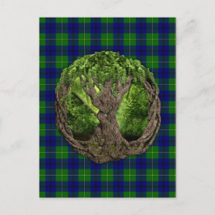 Keltischer Baum und Clan Johnston Tartan Postkarte