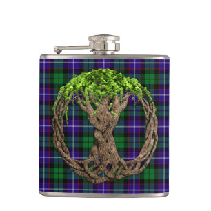 Keltischer Baum von Leben-Clan Mitchell Tartan Flachmann