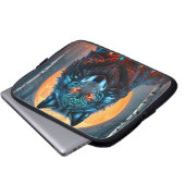 Keltischer blauer Wolf Laptopschutzhülle (Vorne Knopf)