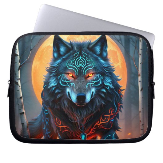 Keltischer blauer Wolf Laptopschutzhülle (Vorderseite)