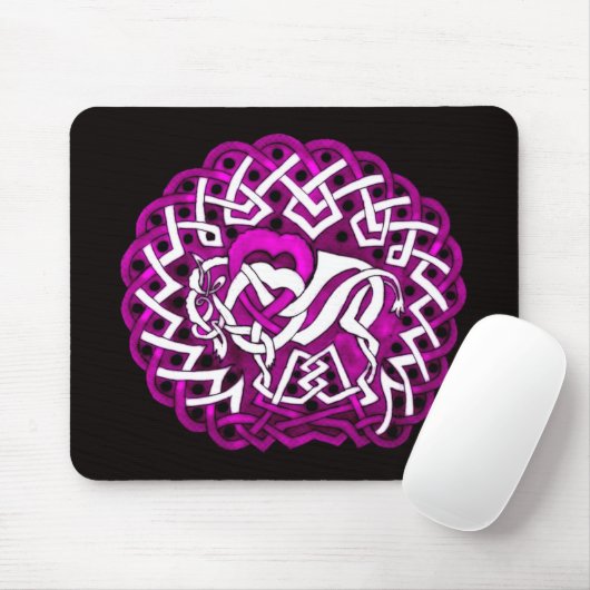 Keltischer Büffel/Bison, rosa Mousepad (Mit Mouse)
