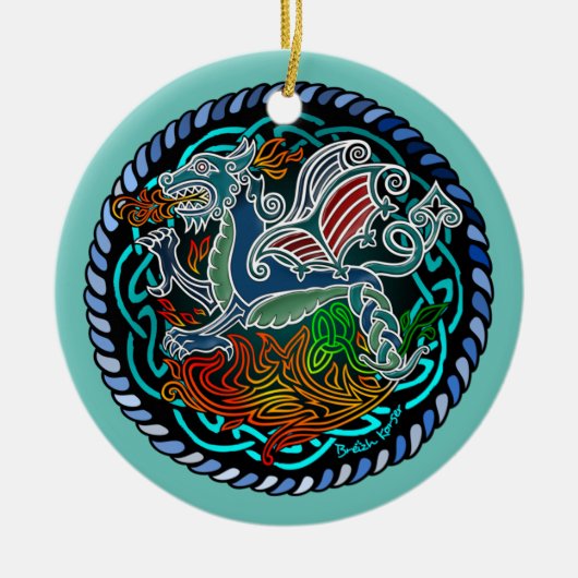 Keltischer Drache Keramik Ornament (Vorne)