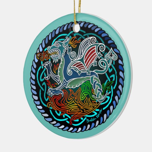 Keltischer Drache Keramik Ornament (Links)