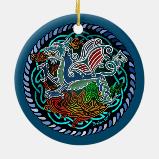 Keltischer Drache Keramik Ornament (Hinten)
