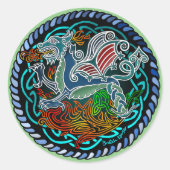 Keltischer Drache Runder Aufkleber (Vorderseite)