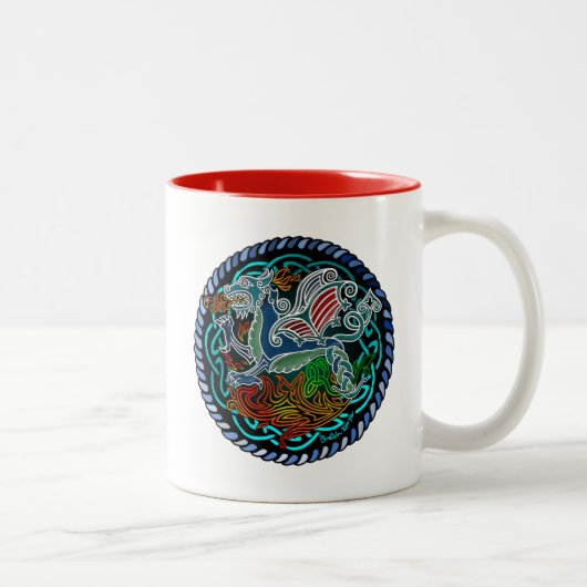 Keltischer Drache Zweifarbige Tasse (Rechts)