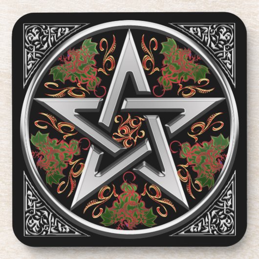 Keltischer DrachePentagram Untersetzer (Vorderseite)
