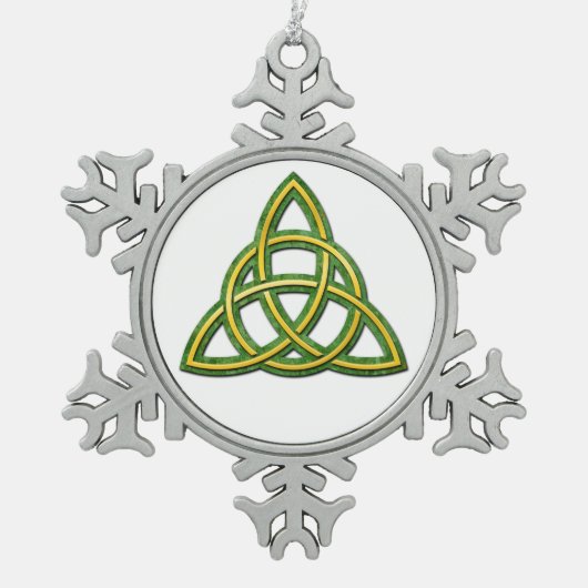 Keltischer Dreiheit Knoten oder Triquetra Schneeflocken Zinn-Ornament (Vorderseite)