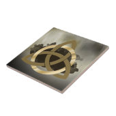 Keltischer Dreiheits-Knoten-goldenes eingekreistes Fliese (Seite)