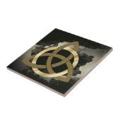 Keltischer Dreiheits-Knoten-goldenes eingekreistes Fliese (Seite)