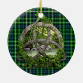 Keltischer Dreiheits-Knoten und Clan-GrahamTartan Keramik Ornament (Hinten)