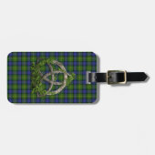 Keltischer Dreiheits-Knoten und Clan Muir Tartan Gepäckanhänger (Vorderseite horizontal)