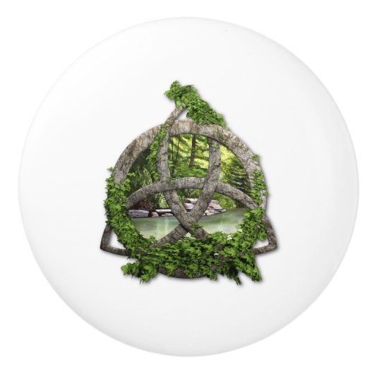 Keltischer Dreiheits-Steinknoten Keramikknauf (Vorderseite)