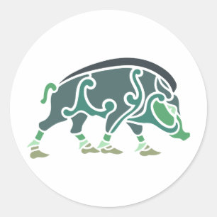 keltischer Eber celtic boar Runder Aufkleber