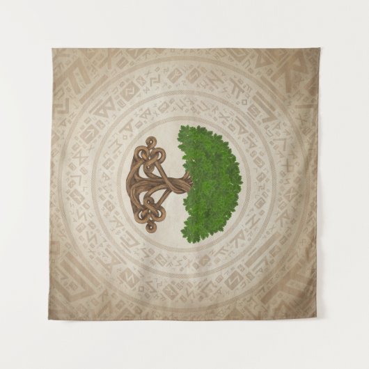 Keltischer Eichenbaum - Yggdrasil Wandteppich (Vorderseite (Horizontal))