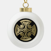 Keltischer Goldener Knoten Keramik Kugel-Ornament (Vorderseite)