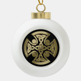 Keltischer Goldener Knoten Keramik Kugel-Ornament