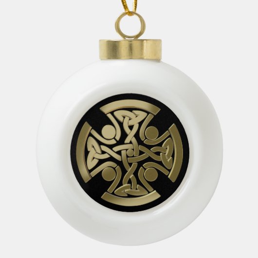 Keltischer Goldener Knoten Keramik Kugel-Ornament (Vorderseite)