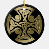 Keltischer Goldener Knoten Keramik Ornament (Hinten)