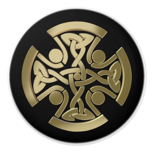 Keltischer Goldener Knoten Keramikknauf (Vorderseite)