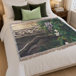 Keltischer Grüner Mann Eule Waldgeist Fantasy Decke