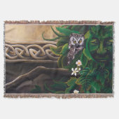 Keltischer Grüner Mann Eule Waldgeist Fantasy Decke (Vorderseite)