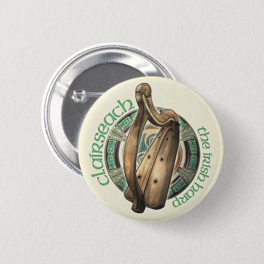 Keltischer Harfen-Knopf Button (Vorne & Hinten)