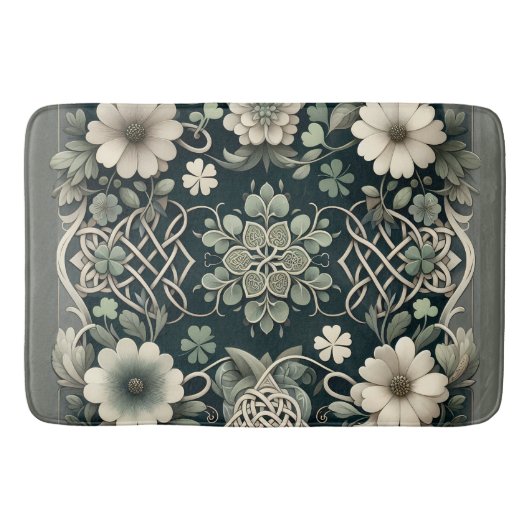 Keltischer Kleeblatt-Blumen-Charm Badematte (Vorderseite)