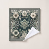 Keltischer Kleeblatt-Blumen-Charm Badhandtuch Set (Waschlappen)