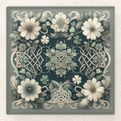 Keltischer Kleeblatt-Blumen-Charm Glasuntersetzer (Vorderseite)