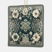 Keltischer Kleeblatt-Blumen-Charm Keramikornament (Links)
