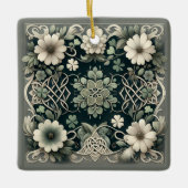 Keltischer Kleeblatt-Blumen-Charm Keramikornament (Vorderseite)