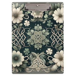 Keltischer Kleeblatt-Blumen-Charm Klemmbrett