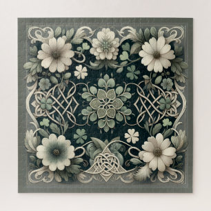 Keltischer Kleeblatt-Blumen-Charm Puzzle
