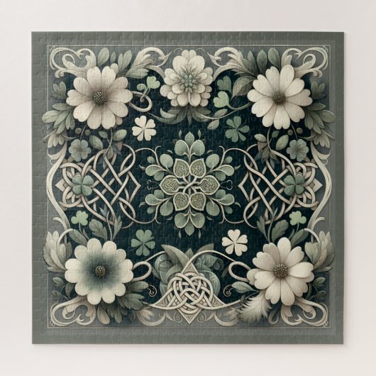 Keltischer Kleeblatt-Blumen-Charm Puzzle (Vertikal)