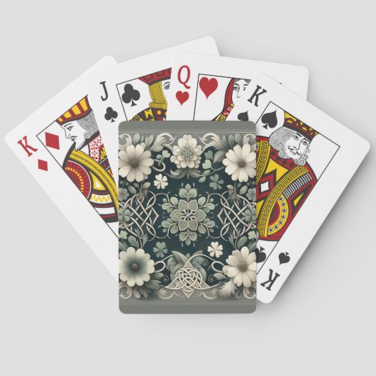 Keltischer Kleeblatt-Blumen-Charm Spielkarten (Rückseite)