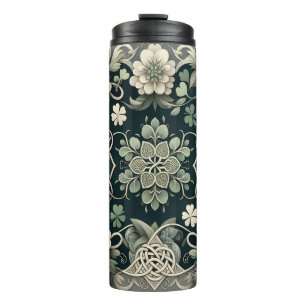 Keltischer Kleeblatt-Blumen-Charm Thermosbecher