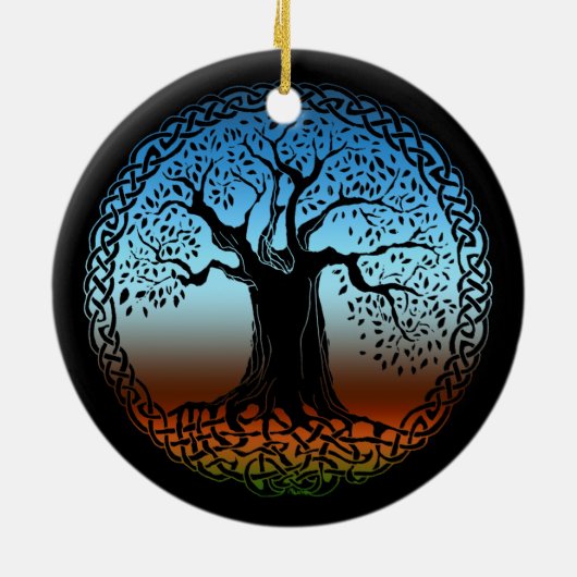 Keltischer Klugheits-Baum (Erdversion) Keramikornament (Hinten)