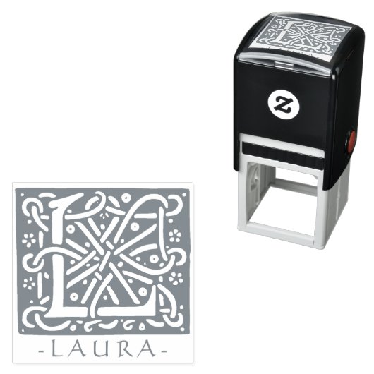 Keltischer Knot Letter L Monogramm mit Ihrem Namen Permastempel (Beispiel)