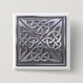 keltischer Knoten 4 quadratisch-silber Button (Vorderseite)