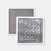 keltischer Knoten 4 quadratisch-silber Magnet (Vorderseite/Rückseite)