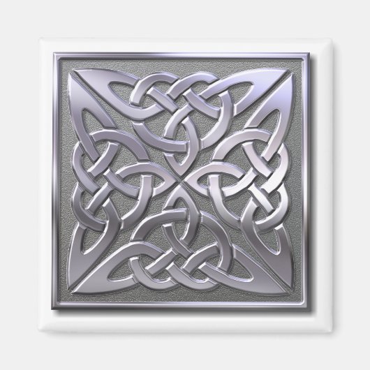 keltischer Knoten 4 quadratisch-silber Magnet (Vorne)