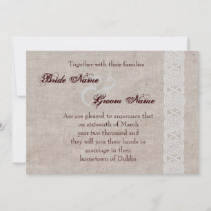 Keltischer Knoten auf irischem traditionellem der Save The Date