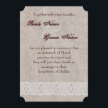 keltischer Knoten auf rustikale Burlap irry tradit Einladung<br><div class="desc">Traditionelle irische Hochzeitstauchtextur mit keltischer Knotengrenze - personalisierte Ankündigung Datum freihalten</div>