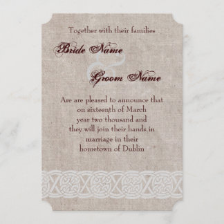 keltischer Knoten auf rustikale Burlap irry tradit Einladung