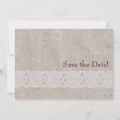 keltischer Knoten auf rustikale Burlap irry tradit Save The Date (Rückseite)