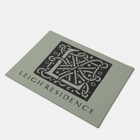 Keltischer Knoten-Buchstabe L Monogramm mit Fußmatte (Schrägansicht)