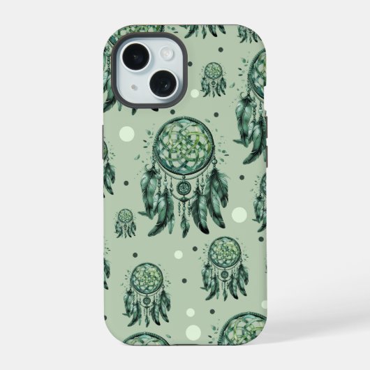 Keltischer Knoten grüner Traumfänger iPhone 15 Hülle (Rückseite)